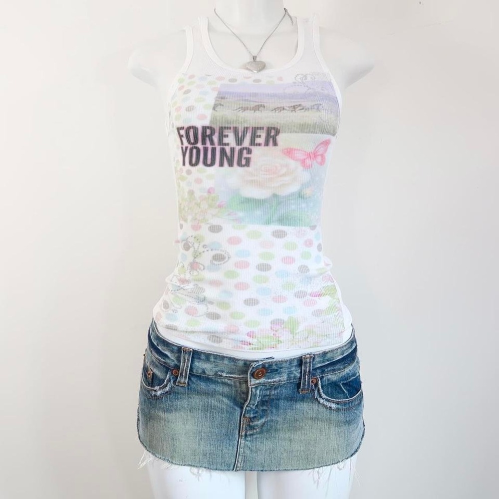 coquette y2k baby tee forever young butterfly rose tank